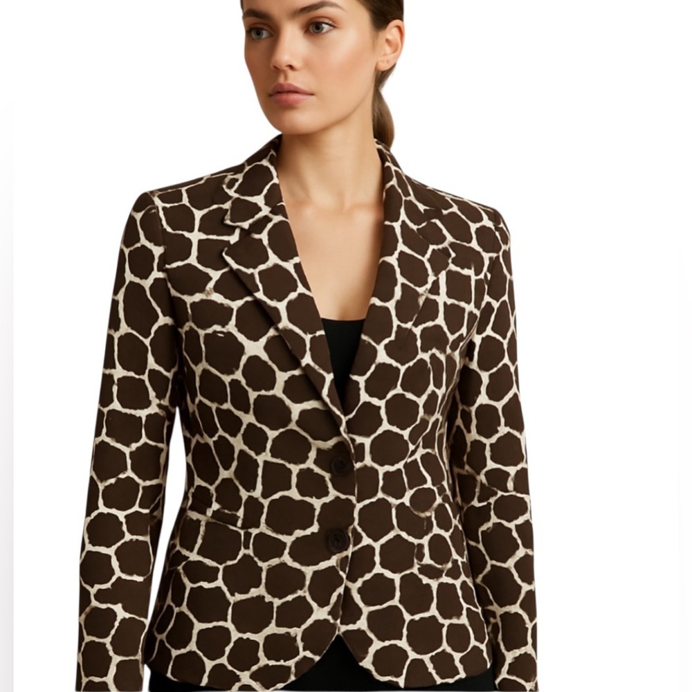 Harve Bénard Blazer, Brown/White Patterned, Print, Women's size Small